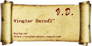Vingler Dezső névjegykártya
